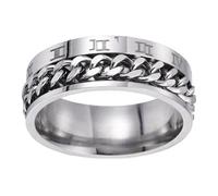 Uonlytech Titanium Steel Chain Ring Roman Numerals Rotatable Silver | Graduation Party, Valentine’s Day Birthday Gift, Unisex Wear for Men Women