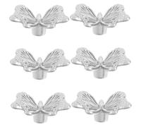 Uonlytech Vintage Butterfly Cabinet Handles 6pcs Single Hole Drawer Pulls Decorative Wardrobe Knobs Silver Retro Cupboard Hardware for Kitchen and Furniture