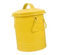 Uonlytech Vintage Iron Desktop Pen Holder and Small Metal Wastebasket with Lid Retro Office Trash Can for Desk Compact and Countertop Trash Bin for Organizing Stationery and Garbage