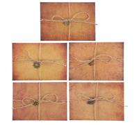 Uonlytech Vintage Kraft Paper Envelope and Writing Stationery Set A5 Size with Leaf Anchor Celestial Clover Designs 5pcs Letter Writing Paper for Holiday Blessings and Personal Letters