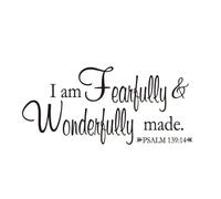 Uonlytech Wall Decals Vinyl Wall Decal Removable Decal Waterproof Sticker Scripture I Am Fearfully and Art Paper Paper Fashion Sofa