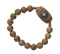 Uonlytech Wooden Bead Bracelet Women Stretchy Single Circle Sandalwood DIY Six-Word Charm Rosary Bracelet for Spiritual Jewelry