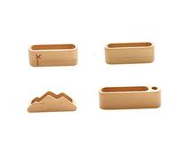 Uonlytech Wooden Desktop Card Holder Khaki Mountain Shape Organizer for Weddings Parties Business Events Creative Display Stand for Business Cards Menus Photos More