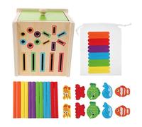 Uonlytech Wooden Montessori Shape Sorter for Ages 3 with Matching, Educational Cognitive Sorting Box with Alphabet Back and Round Ice Cream Sticks