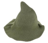 Uonlytech Wool Wizard Witch Hat with Wide Brim and Pointed Cone, Green Brimmed Witch Hat for Halloween Costume Party, Men’s and Women’s Cosplay Accessory