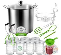 UONMAY 20 Quart Stainless Steel Canning Pot with Rack, 7 Pack 16oz Mason Jars, Complete Canning Kit, Silver, Has Lid