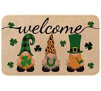 UONMAY St. Patricks Day Door Mat Lucky Shamrocks Gnome Welcome Floor Mats Indoor Outdoor Rugs Saint Patrick's Day Decorations Kitchen Front Door Bathroom Rug Irish Doormats 17 x 30 Green