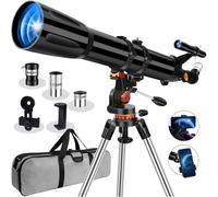 Uonol Telescope for Adults High Powered 90mm Aperture 800mm,Refractor Telescopes for Astronomy Beginners with AZ Mount Tripod,Phone Adapter,Carry Bag (80090black)