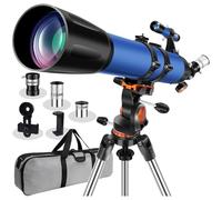 Uonol Telescope for Adults High Powered 90mm Aperture 800mm,Refractor Telescopes for Astronomy Beginners with AZ Mount Tripod,Phone Adapter,Carry Bag (80090blue)