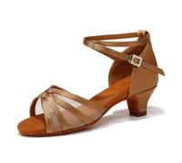 Uonpie Latin Dance Shoes Girls Satin Ballroom | open toe,suede sole,buckle, low heel,slip-on,light weight,Comfortable,Practice,tango,Salsa,Jazz,indoor