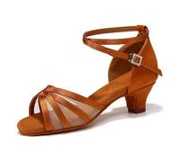 Uonpie Latin Dance Shoes Girls Satin Ballroom | open toe,suede sole,buckle, low heel,slip-on,light weight,Comfortable,Practice,tango,Salsa,Jazz,indoor