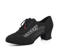 Uonpie Women's Ballroom Dance Shoes Closed Toe Lace-up Latin Modern Teaching Salsa Practice Professional Performance Dancing Shoes, Black, 4.5 UK