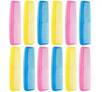 Uooduby 12 Pieces Colorful Hair Combs Set for Kids Women Men Colorful Plastic Fine Dressing Comb (Pink, Yellow, Blue)