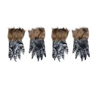 Uooduby 2 Pair Wolf Gloves Halloween Mask Animal Mask Set Masquerade Wolf (Size: L, Color: Black)