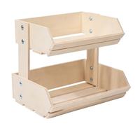 Uooduby 2-Tier Wooden Fruit Basket,Multipurpose Kitchen Storage for Vegetables, Bread, Style Food Container White