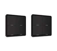 Uooduby 2X 4 Gang for Tuya ZigBee Wireless 12 Scene Switch, Push Button Controller Battery Powered Automation Scenario, Black