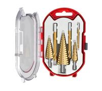 Uooduby 6 Piece Set Titanium Coated Pagoda Drill Sawtooth Drill Woodworking Hole Expansion Groove Plastic Box Set Wood Drilling