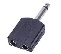 Uooduby Black 6.35 1/4" Male to Dual Female Mono Y Cord PA Audio Cable Adapter