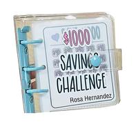 Uooduby Savings Binder L 1000 Savings Challenge Reusable Budget Book with Cash Envelopes Money Binder for Saving Blue