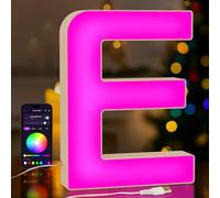 UooEA LED Light Up Letter E - USB Colour Changing Night Light with APP Control, Alphabet Sign for Wall or Table, Gift for Girls, Teens, Mum - Birthday, Christmas, Home Decor
