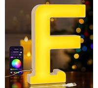 UooEA LED Light Up Letter F - USB Colour Changing Night Light with APP Control, Alphabet Sign for Wall or Table, Gift for Girls, Teens, Mum - Birthday, Christmas, Home Decor