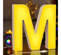 UooEA LED Light Up Letter M - USB Colour Changing Night Light with APP, Gift for Girls, Teens, Mum, Bedroom Decor, Wall/Table Display, Birthday & Christmas