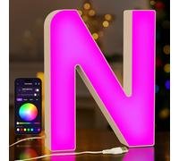 UooEA LED Light Up Letter N - USB Colour Changing Night Light with APP, Gift for Girls, Teens, Mum, Bedroom Decor, Wall/Table Display, Birthday & Christmas