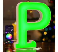 UooEA LED Light Up Letter P - USB Colour Changing Night Light with APP, Gift for Girls, Teens, Mum, Bedroom Decor, Wall/Table Display, Birthday & Christmas