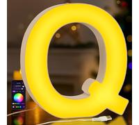 UooEA LED Light Up Letter Q - USB Colour Changing Night Light with APP, Gift for Girls, Teens, Mum, Bedroom Decor, Wall/Table Display, Birthday & Christmas