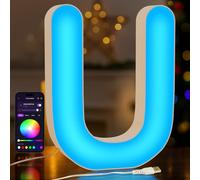 UooEA LED Light Up Letter U - USB Colour Changing Night Light with APP, Gift for Girls, Teens, Mum, Bedroom Decor, Wall/Table Display, Birthday & Christmas