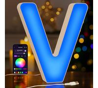 UooEA LED Light Up Letter V - USB Colour Changing Night Light with APP, Gift for Girls, Teens, Mum, Bedroom Decor, Wall/Table Display, Birthday & Christmas