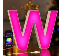 UooEA LED Light Up Letter W - USB Colour Changing Night Light with APP, Gift for Girls, Teens, Mum, Bedroom Decor, Wall/Table Display, Birthday & Christmas
