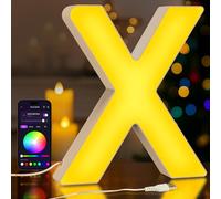UooEA LED Light Up Letter X - USB Colour Changing Night Light with APP, Gift for Girls, Teens, Mum, Bedroom Decor, Wall/Table Display, Birthday & Christmas