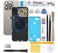 UooFide Back Glass Screen Replacement Compatible with iPhone 15 Pro 6.1-Inches All Carriers +Pre-Installed Plate +Wireless Charging Coil Flex Cable +Flashlight +Microphone +Camera Frame (Natural)
