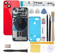 UooFide Rear Back Cover Glass Replacement Compatible with iPhone 14 Plus 6.7-Inches All Carriers + Pre-Installed Plate+Wireless Charging Coil Flex Cable +Flashlight+Microphone+Camera Frame+Tools (Red)