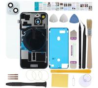 UooFide Rear Glass Back Cover Replacement Compatible with iPhone 15 Plus 6.7-Inches All Carriers +Pre-Installed Plate +Wireless Charging Coil Flex Cable +Flashlight +Microphone +Camera Frame (Blue)