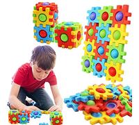 Uooker Multicolored Educational Building Blocks, 12 Pcs Pop It Fidget Toy Connecting Puzzle, Push Pop Learning Toy for Kids & Adults, Stress Reliever Toy, Sensory Toys for ADHD Autism Special Needs