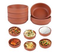 Uooker Set of 6 Terracotta Bowls,Handmade Brown Glazed Food Bowls Cooking Delicious Desserts and Meals for Tapas,Sauce,Gratin,and Other Party Dinner