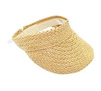 Uooker Sun Visor Hat for Women, Rollable Ladies Sun Hat Wide Brimmed Beach Straw Visors, Foldable Summer Topless Sunhats for Womens Adjustable Ponytail Beach Cap, UPF50+ Sun Protection Classic Kakhi
