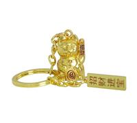 UOOOM 3D Lucky Cat Pendant Keyring Metal Fortune Cat Keychain (Gold)