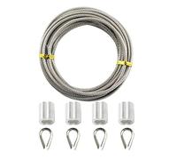 UOOOM 5 m Flexible Stainless Steel Wire Rope Cable Dia 3 mm with PVC Coated (5 m + 8 thimble)