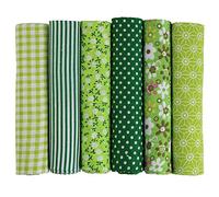 UOOOM 6pcs 50 x 50cm Patchwork Cotton Fabric Squares DIY Handmade Sewing Quilting Fabric Different Designs (Tone-Green)