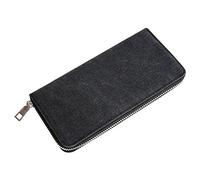 UOOOM Canvas Wallet Mens Women Travel Business Handbag Purse with Zip Credit Card Holder Coin Pocket Cash Bag Organizer Case (Black)