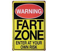 UOOPAI Fart Zone Enter at Your Own Risk Vintage Metal Sign, Retro Art Poster Wall Decor for Home