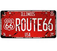 UOOPAI ILLINOIS ROUTE 66 USA Metal Sign Retro Vintage Auto License Plate, Embossed Tag Size 6" X 12"