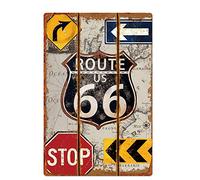 UOOPAI Route 66 Stop Vintage Metal Tin Sign Retro Poster Wall Decor
