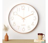 Uootach Wall Clock, 30 cm Silent Quartz Movement, Minimalist Modern Black Design, Silent Wall Clock for Living Room, Kitchen, Office, Bedroom (Silver Characters)