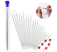 UOOU 18 Pieces 6 Sizes Seed Beads Needles, Big Eye Collapsible Beading Needles Set for Jewelry Making with Needle Bottle