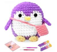 UOOU Crochet Kit for Beginners, Penguin Crochet Kit, Step-by-Step Video Tutorials, Complete Crochet Animal Kit, Knitting Kit for Beginner DIY Craft Art-Purple