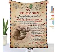 UOOYAA Letter Throw Blanket to My Son, Fleece Blanket to My Son Letter Printed Quilts Dad for Son's Air Mail Blanket Positive Encourage, 18th Birthday Gifts for Son